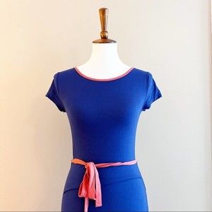 Boden Blue Coral Trim Maxi Dress US 4 Long